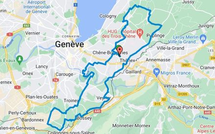Tour du canton de Genève à vélo - parcours Cantonade