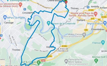 Tour du canton de Genève à vélo - parcours p'tit tour